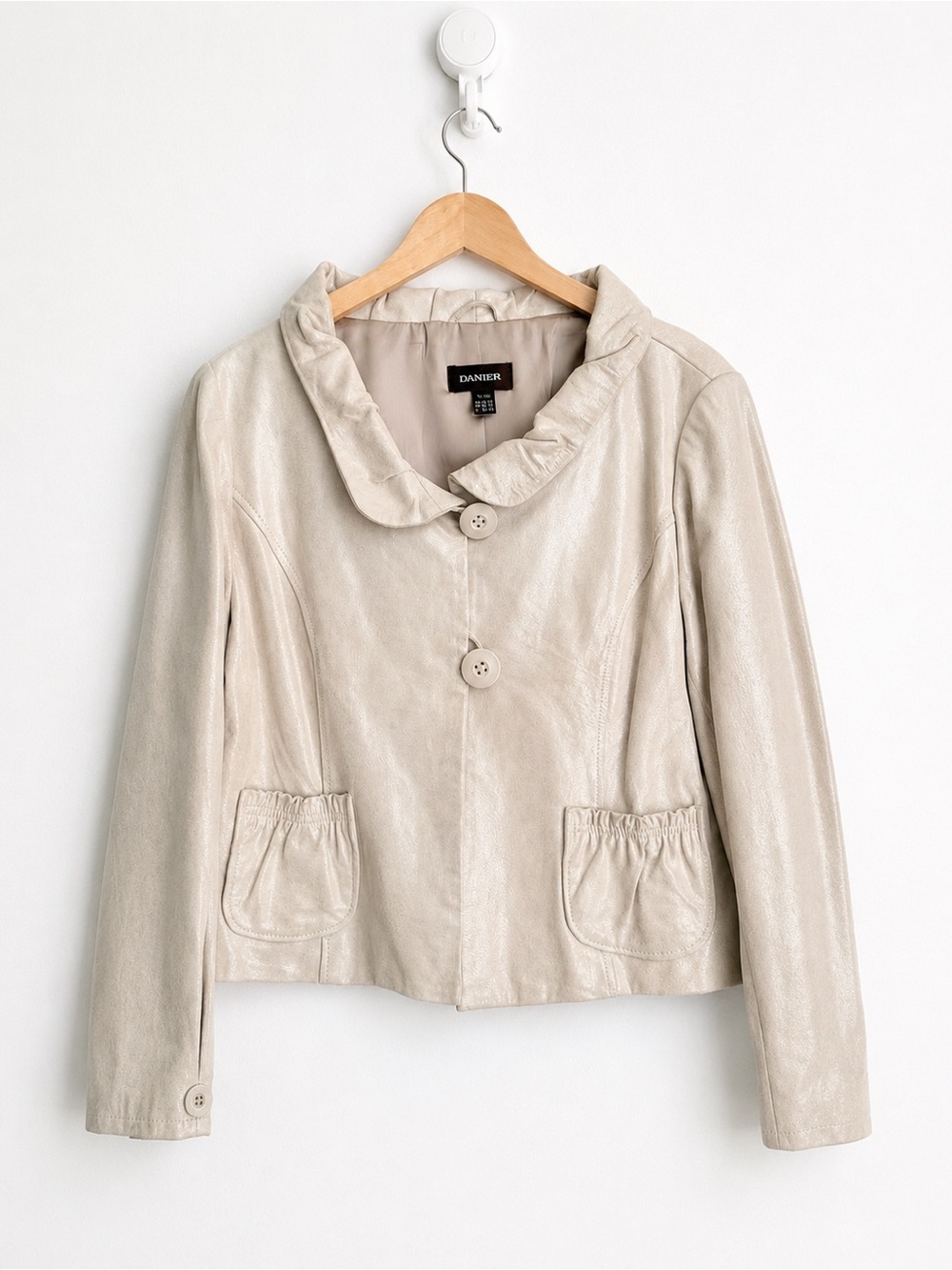Danier Pearlized Champagne Leather Soft Glam Jacket XL